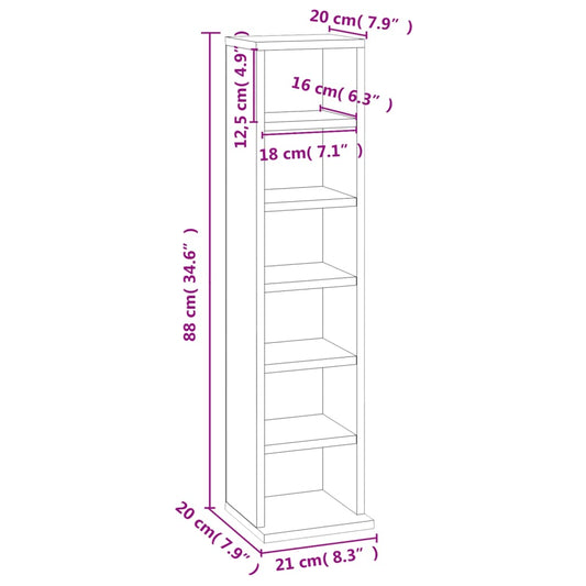 CD-skap hvit 21x20x88 cm konstruert tre
