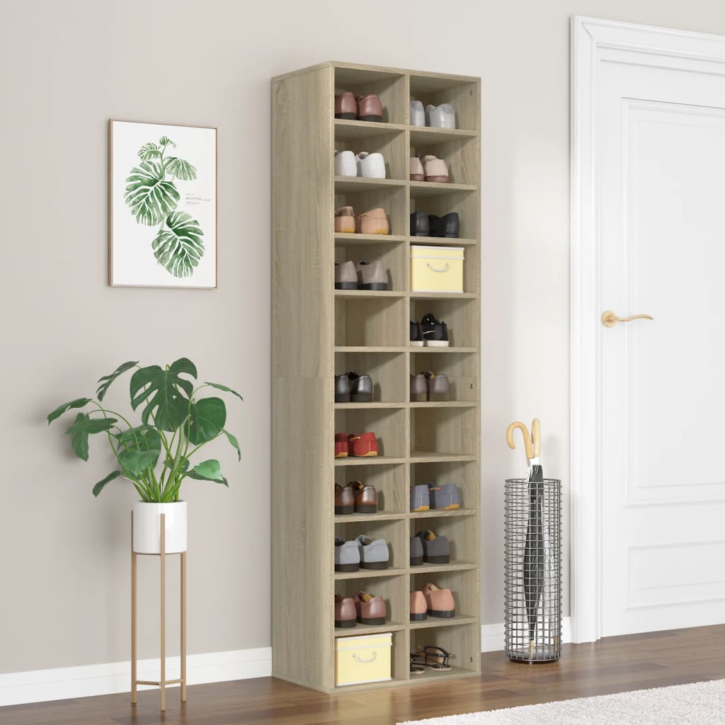 Skoskap sonoma eik 54x34x183 cm sponplate vidaXL