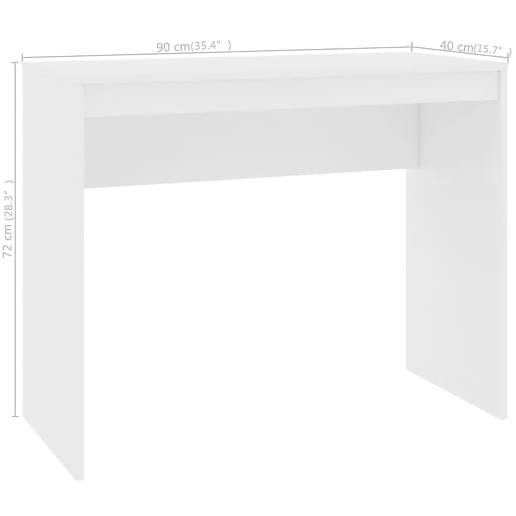 Skrivebord hvit 90x40x72 cm konstruert tre