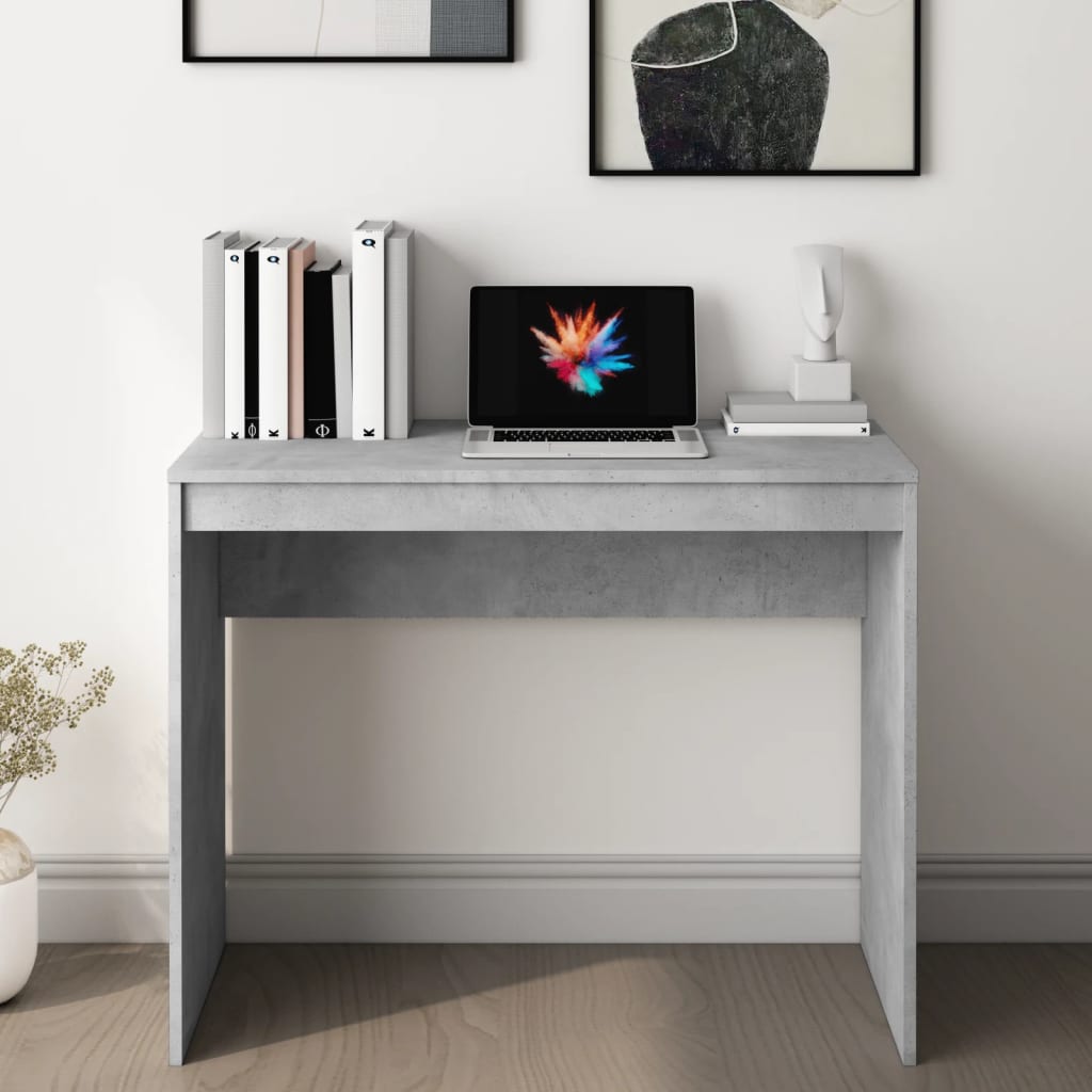 Skrivebord betonggrå 90x40x72 cm konstruert tre