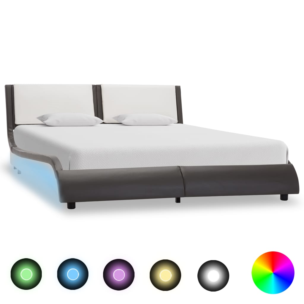 Sengeramme med LED uten madrass grå og hvit 120x190 cm