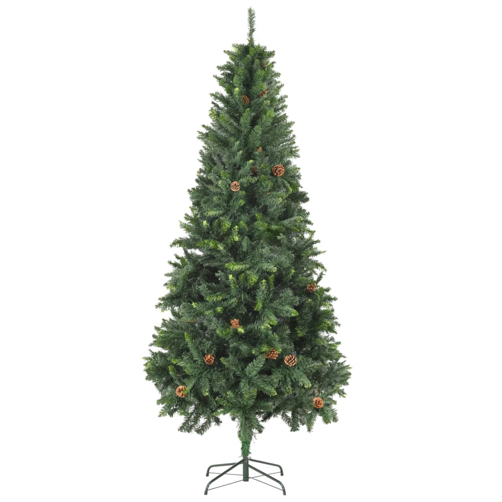 Kunstig juletre med furukongler grønn 210 cm