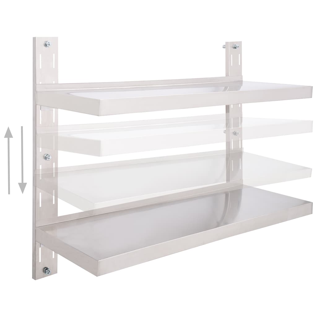Flytende vegghylle 2 nivåer rustfritt stål 100x30 cm vidaXL