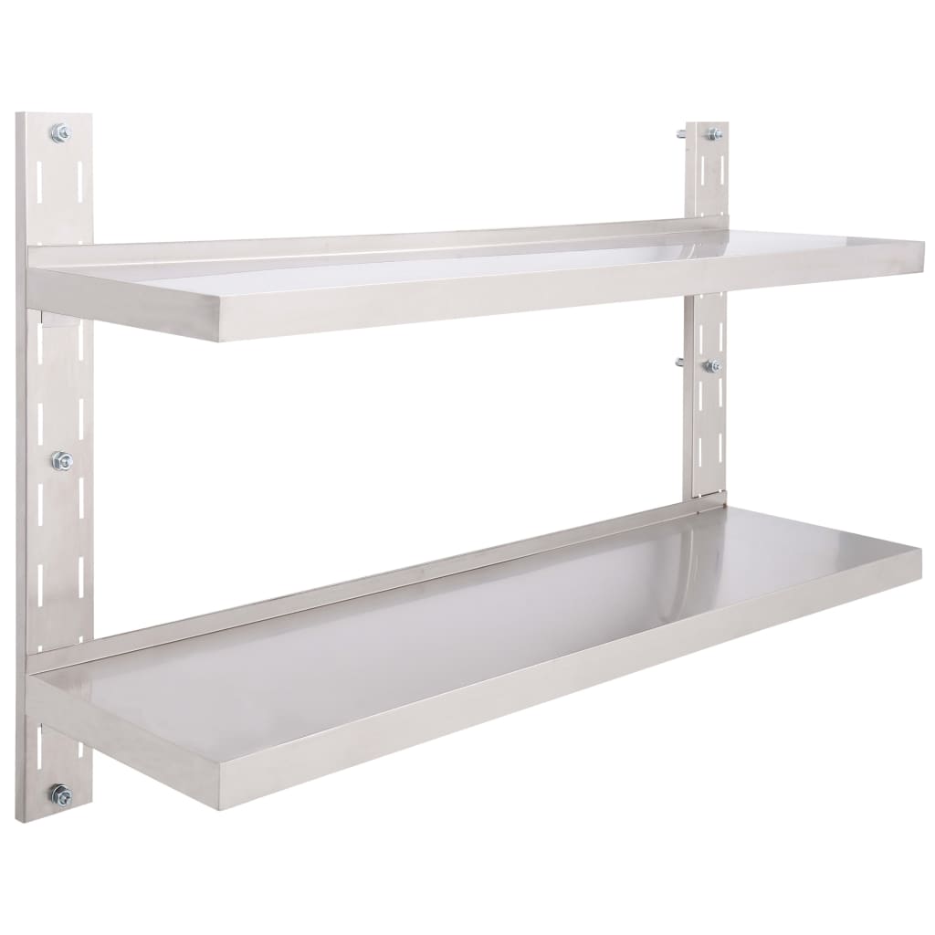 Flytende vegghylle 2 nivåer rustfritt stål 120x30 cm vidaXL