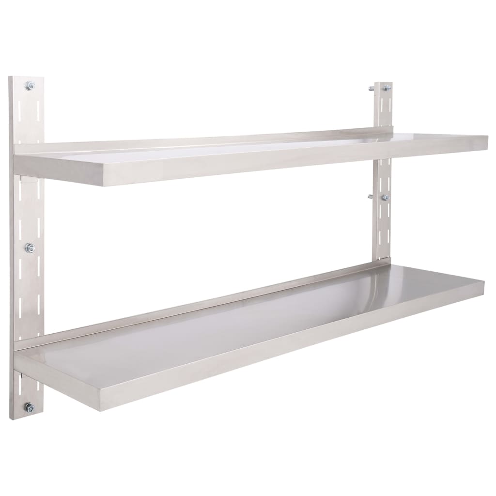 Flytende vegghylle 2 nivåer rustfritt stål 150x30 cm vidaXL