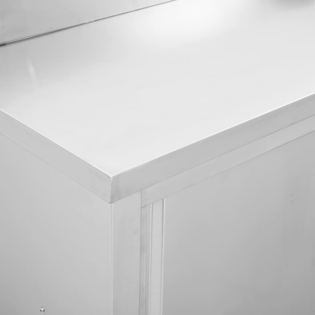 Arbeidsbord med skyvedører 120x50x(95-97) cm rustfritt stål