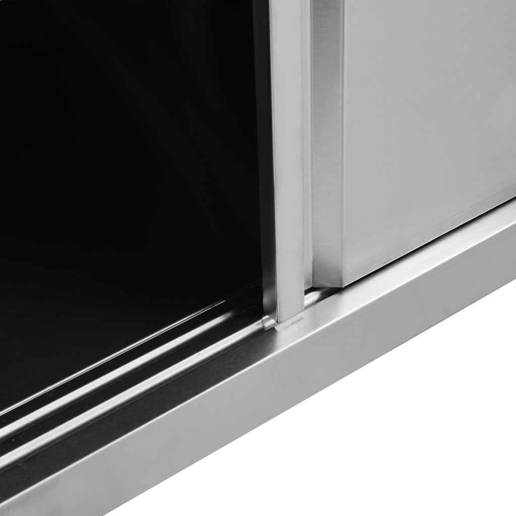 Arbeidsbord med skyvedører 120x50x(95-97) cm rustfritt stål vidaXL