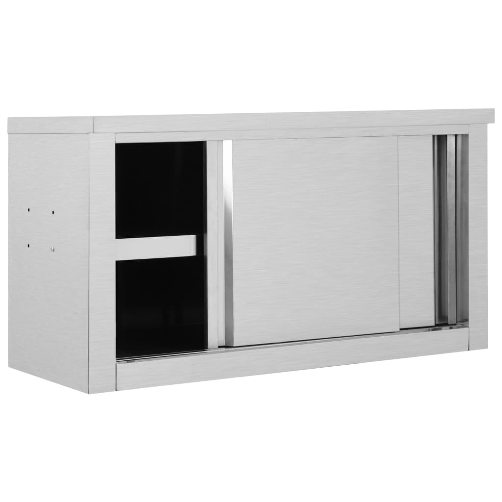 Kjøkkenskap vegg med skyvedører 90x40x50 cm rustfritt stål vidaXL