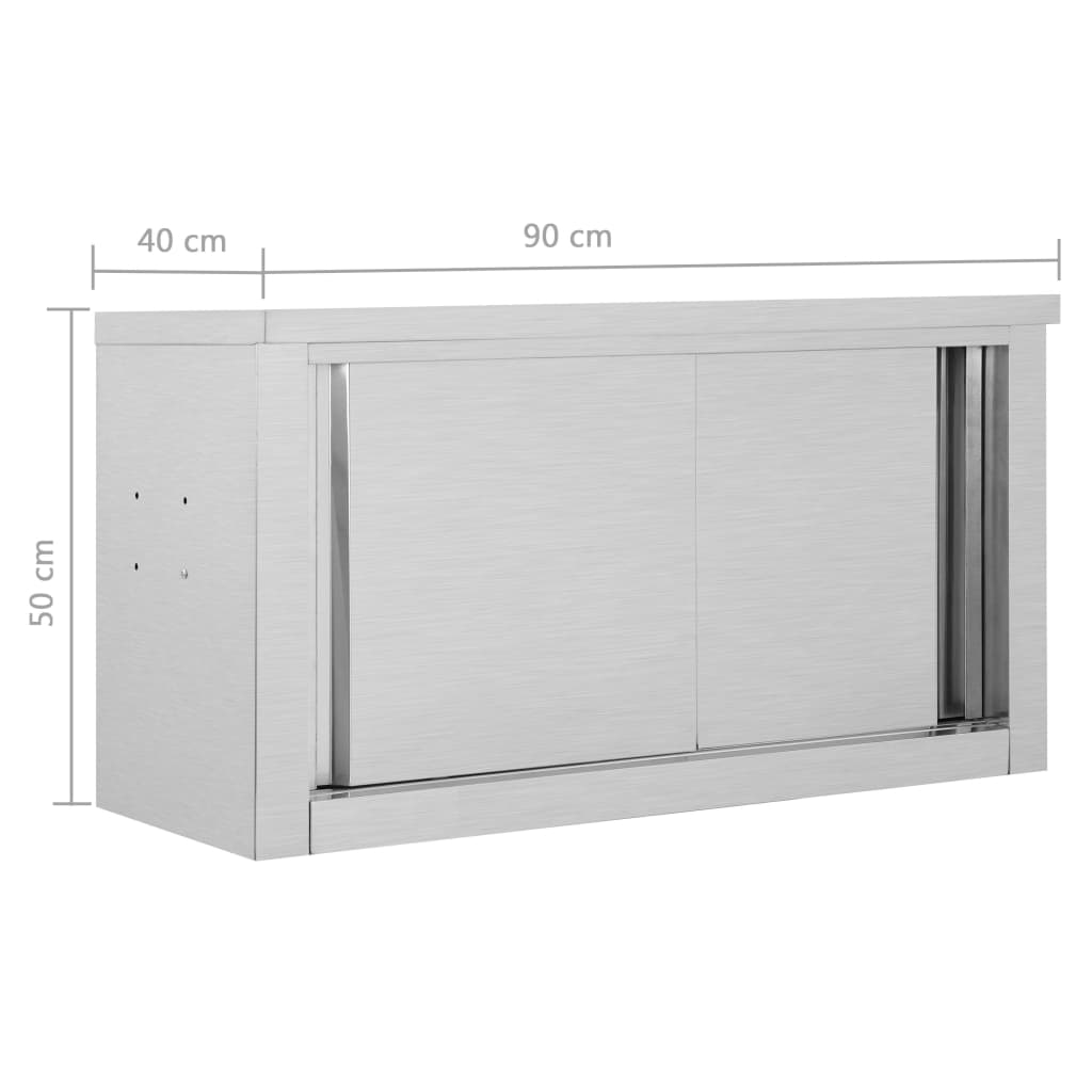 Kjøkkenskap vegg med skyvedører 90x40x50 cm rustfritt stål vidaXL