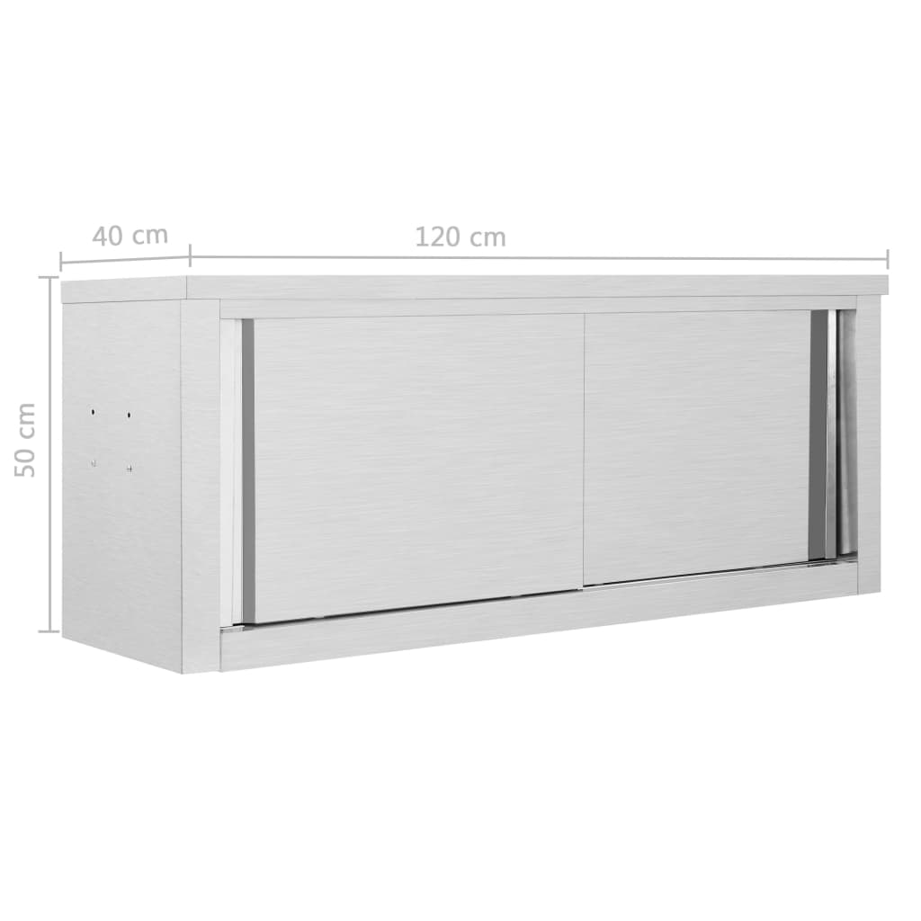 Kjøkkenskap vegg med skyvedører 120x40x50 cm rustfritt stål vidaXL