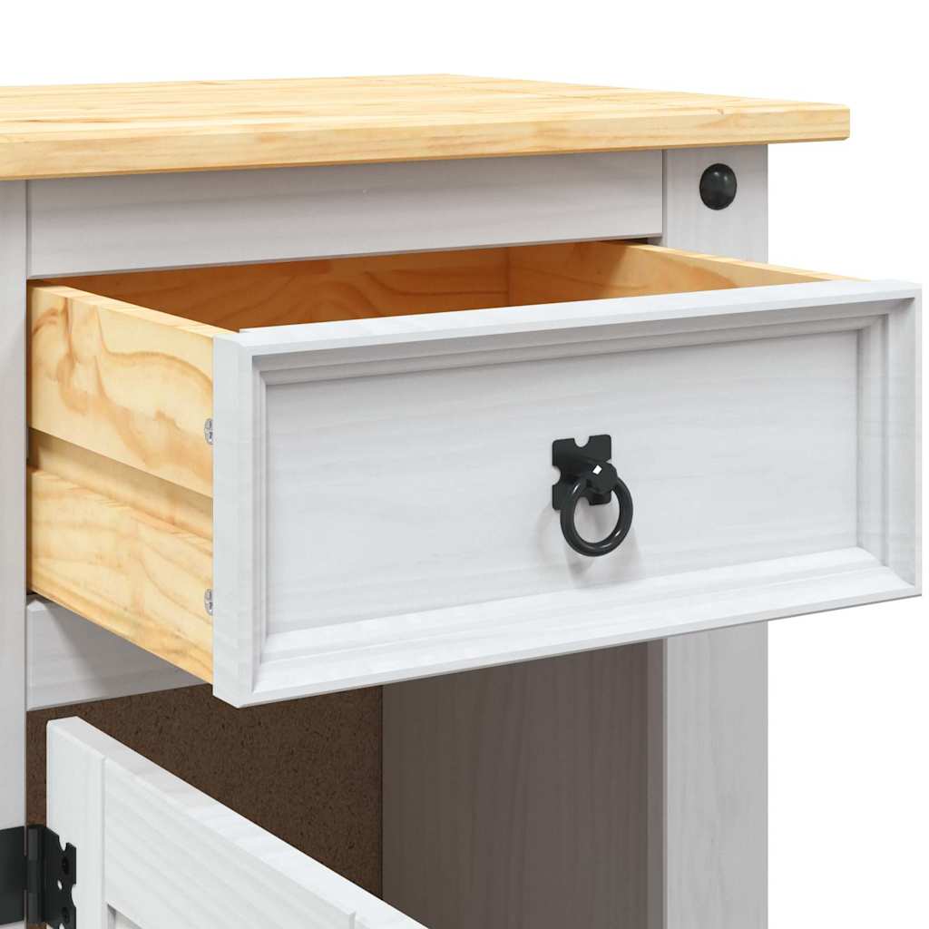 Nattbord meksikansk Corona-stil furu hvit 53x39x67 cm