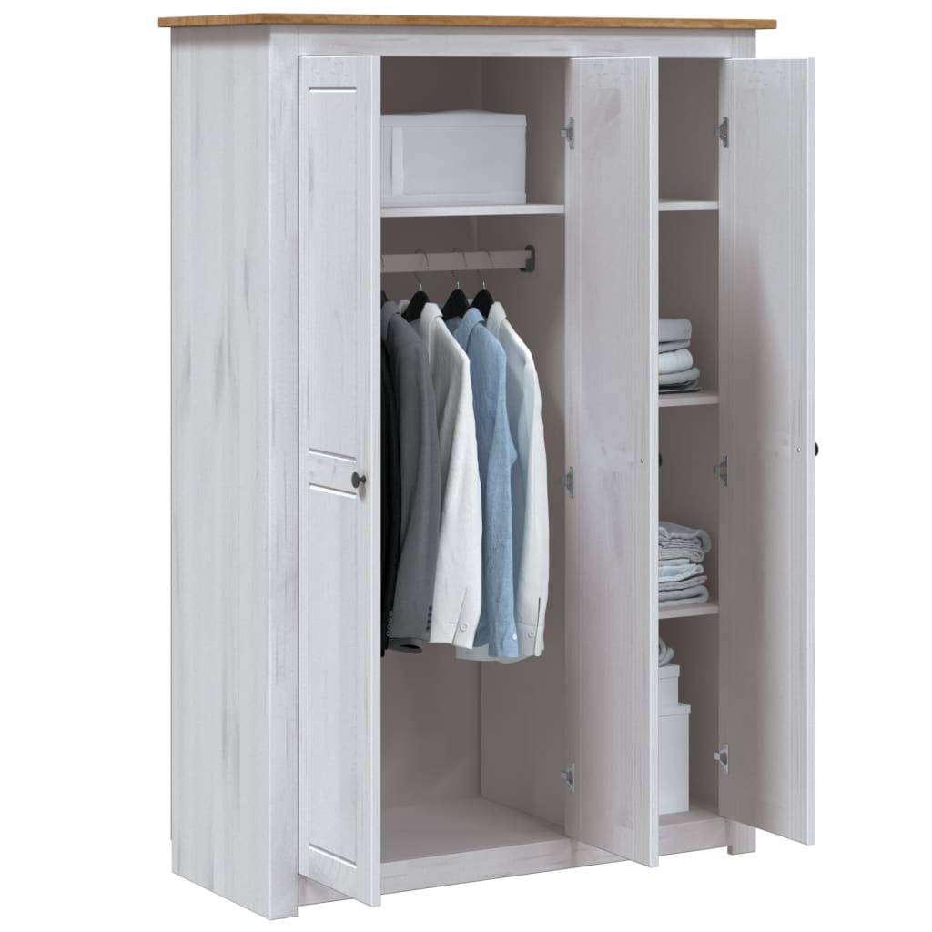 Garderobeskap 3 dører hvit 118x50x171,5 cm furu Panama Range