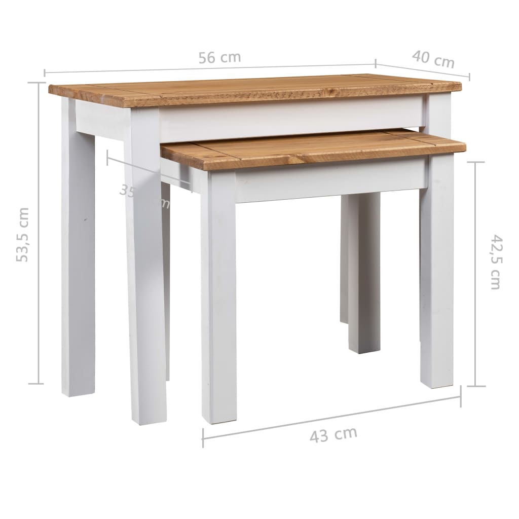 Stablebord 2 stk hvit heltre furu Panama Range