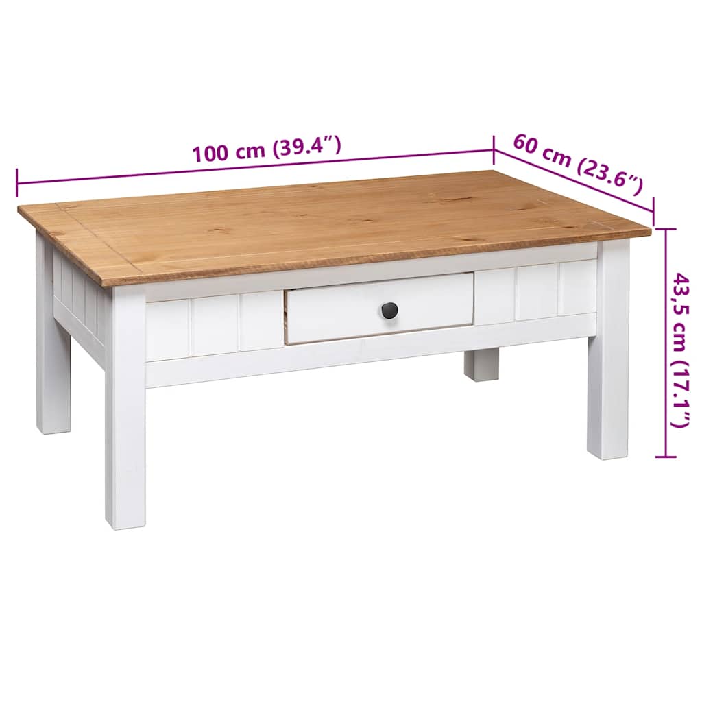 Salongbord hvit 100x60x43,5 cm heltre furu Panama Range