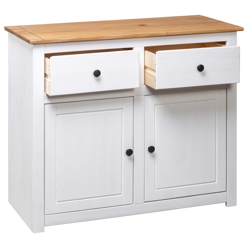 Skjenk hvit 93x40x80 cm heltre furu Panama Range