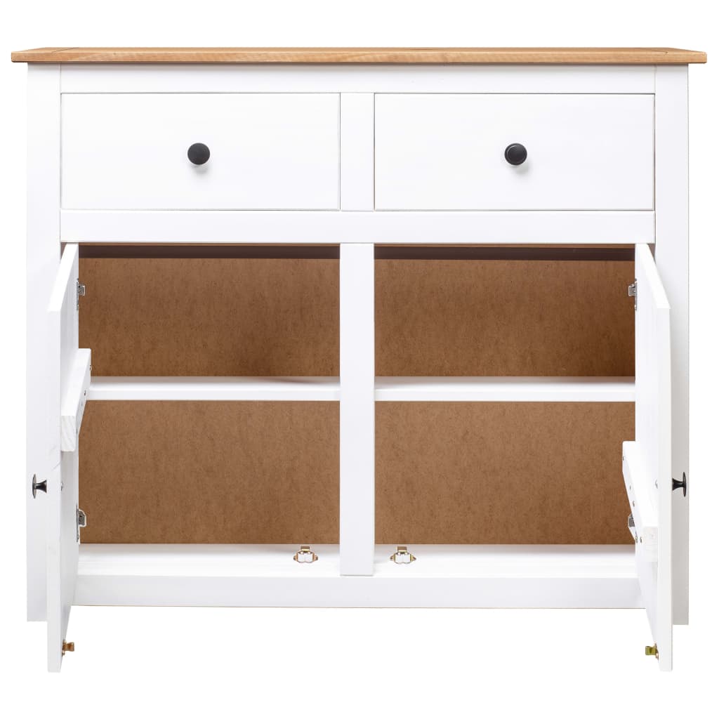 Skjenk hvit 93x40x80 cm heltre furu Panama Range