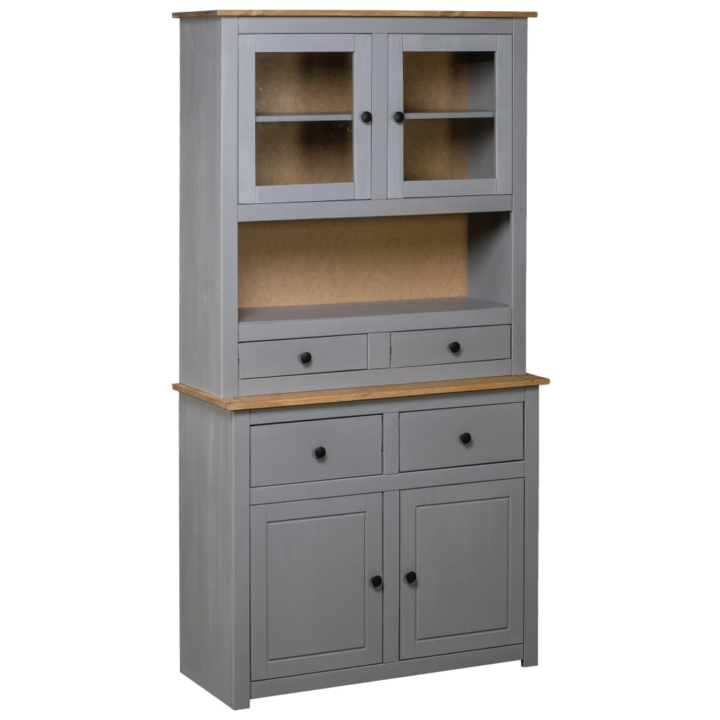 Highboard grå 93x40,5x180 cm heltre furu Panama Range
