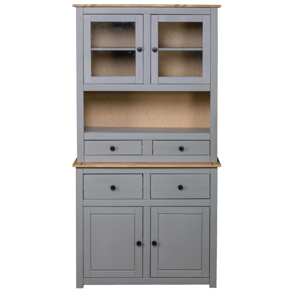 Highboard grå 93x40,5x180 cm heltre furu Panama Range
