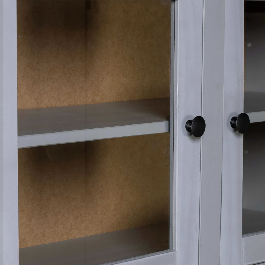 Highboard grå 93x40,5x180 cm heltre furu Panama Range