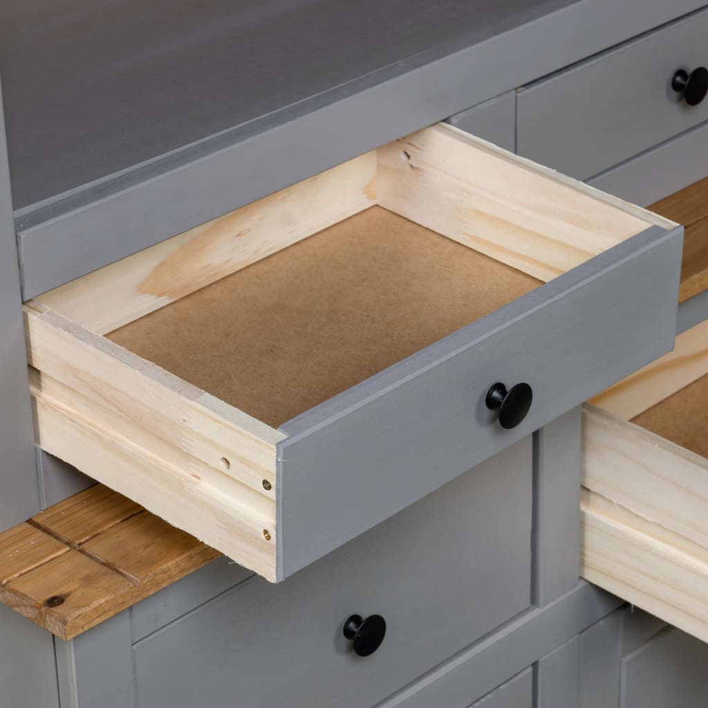 Highboard grå 93x40,5x180 cm heltre furu Panama Range