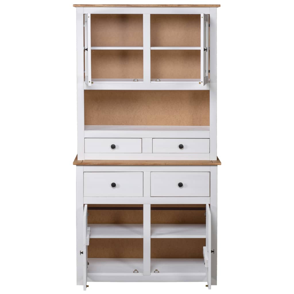 Highboard hvit 93x40,5x180 cm heltre furu Panama Range