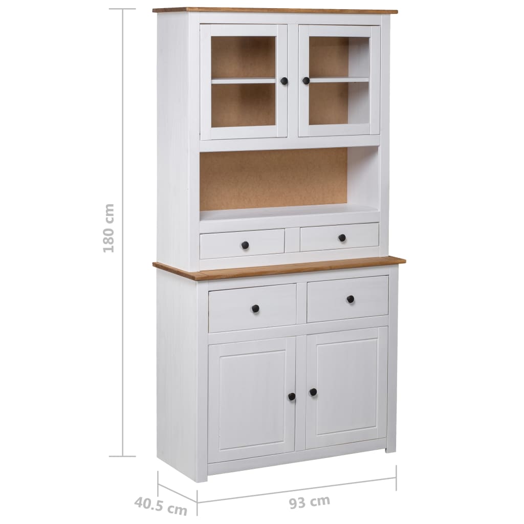 Highboard hvit 93x40,5x180 cm heltre furu Panama Range
