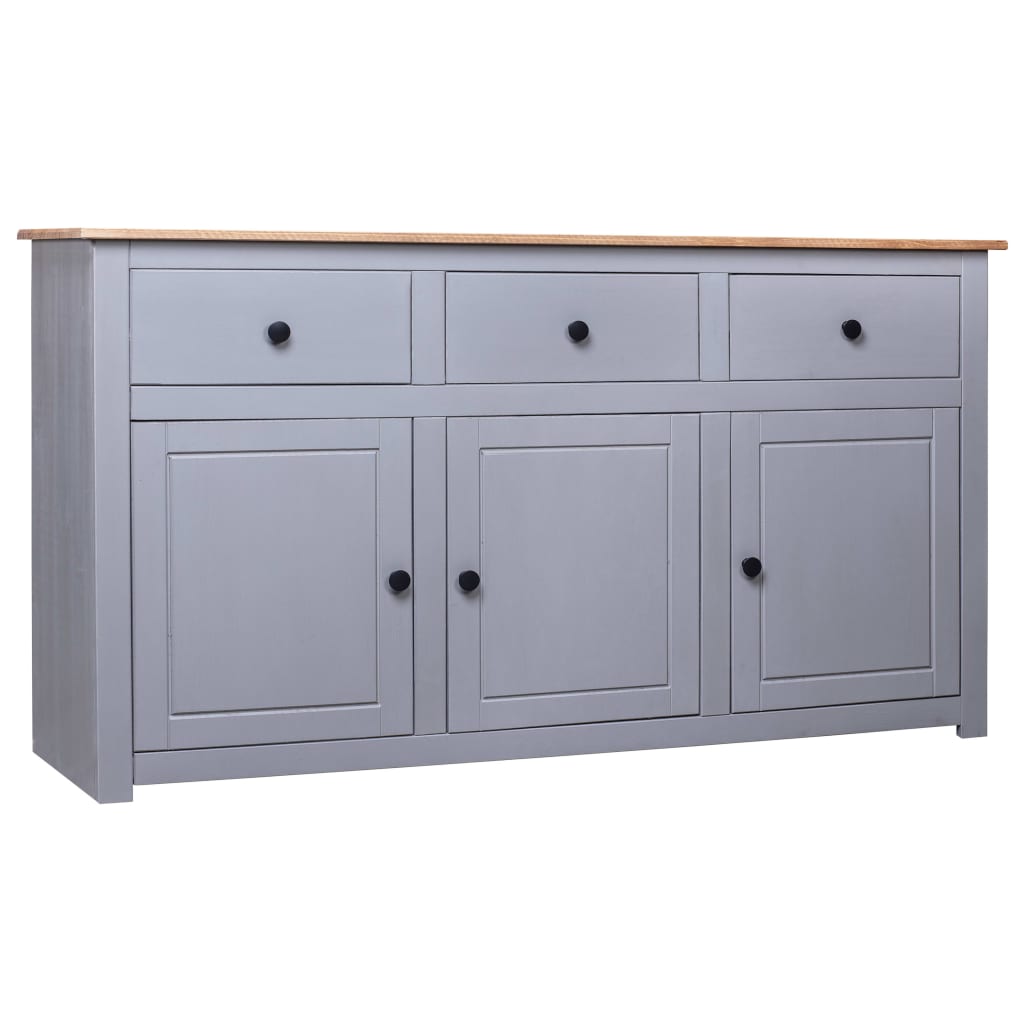 Skjenk grå 135x40x80 cm heltre furu Panama Range