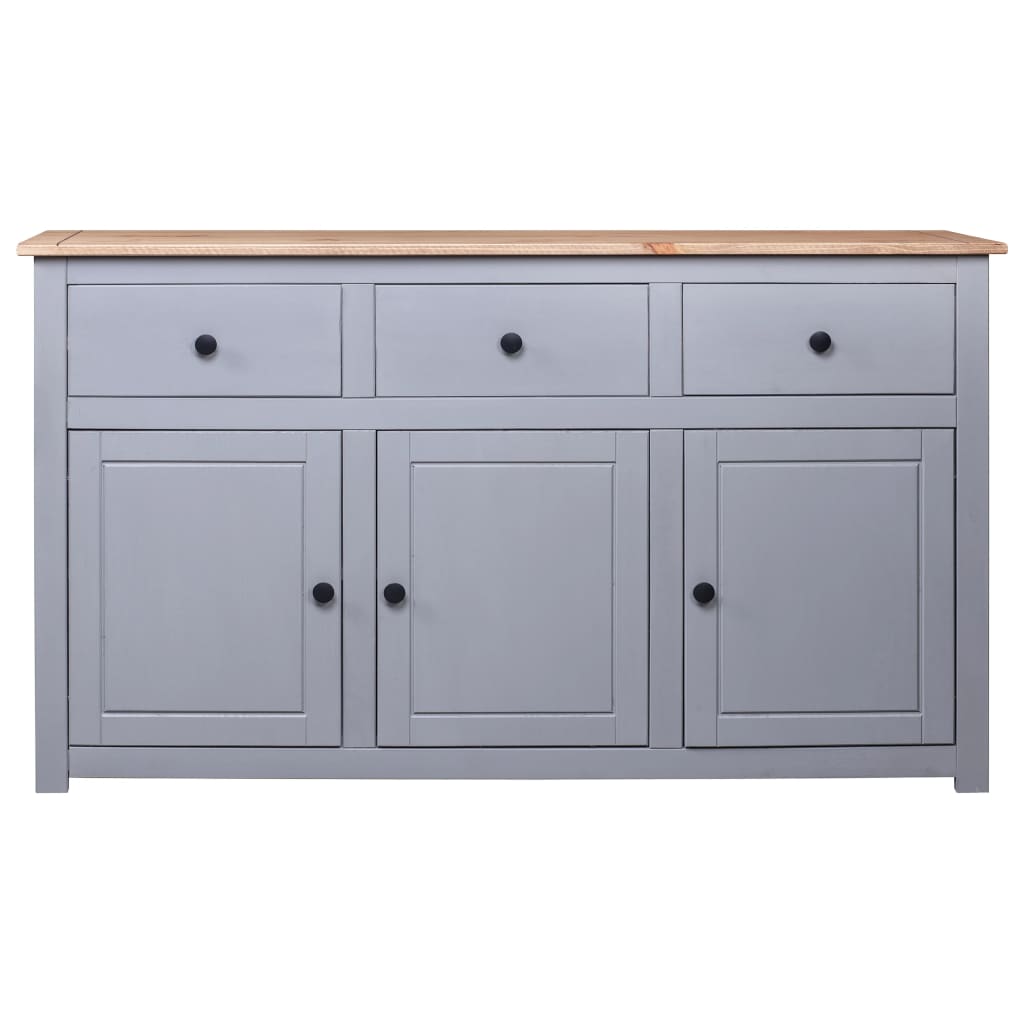 Skjenk grå 135x40x80 cm heltre furu Panama Range