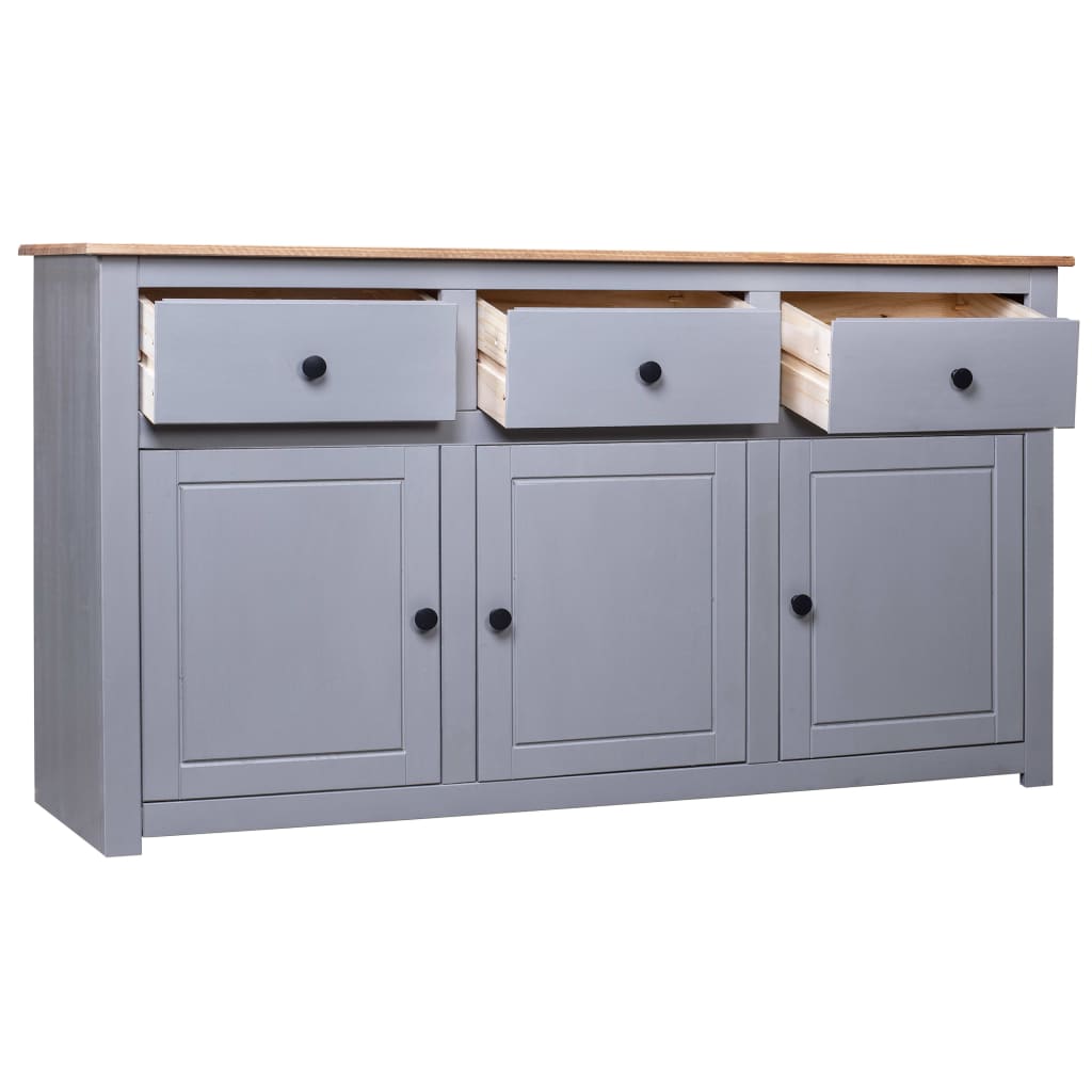 Skjenk grå 135x40x80 cm heltre furu Panama Range