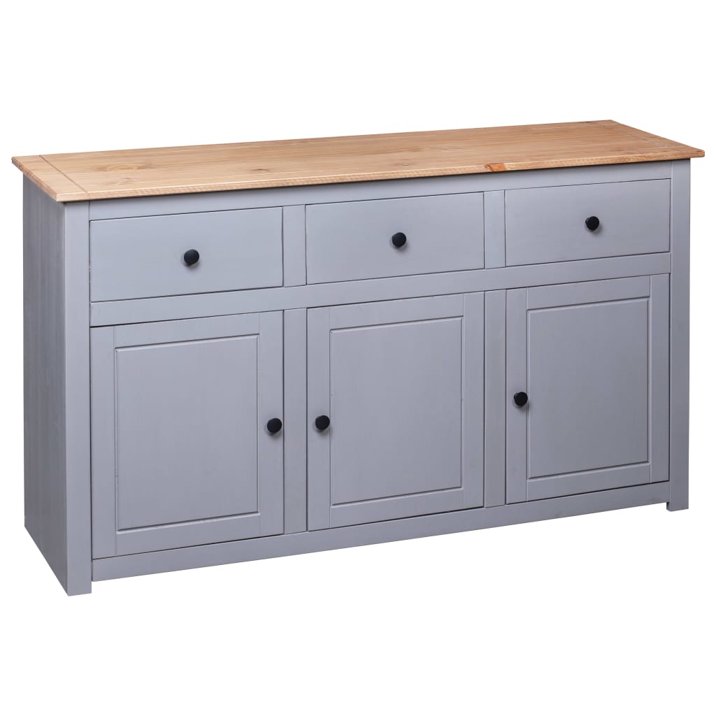 Skjenk grå 135x40x80 cm heltre furu Panama Range