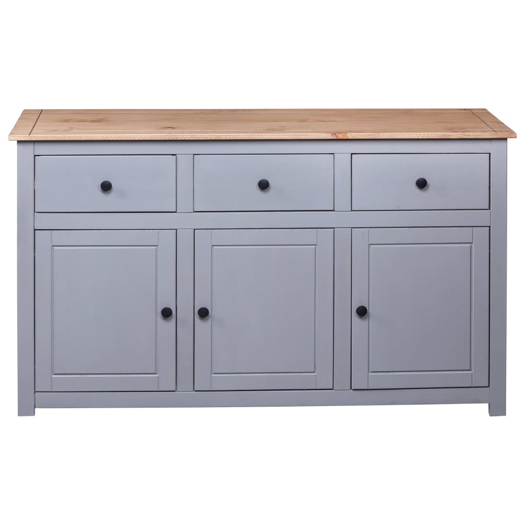 Skjenk grå 135x40x80 cm heltre furu Panama Range