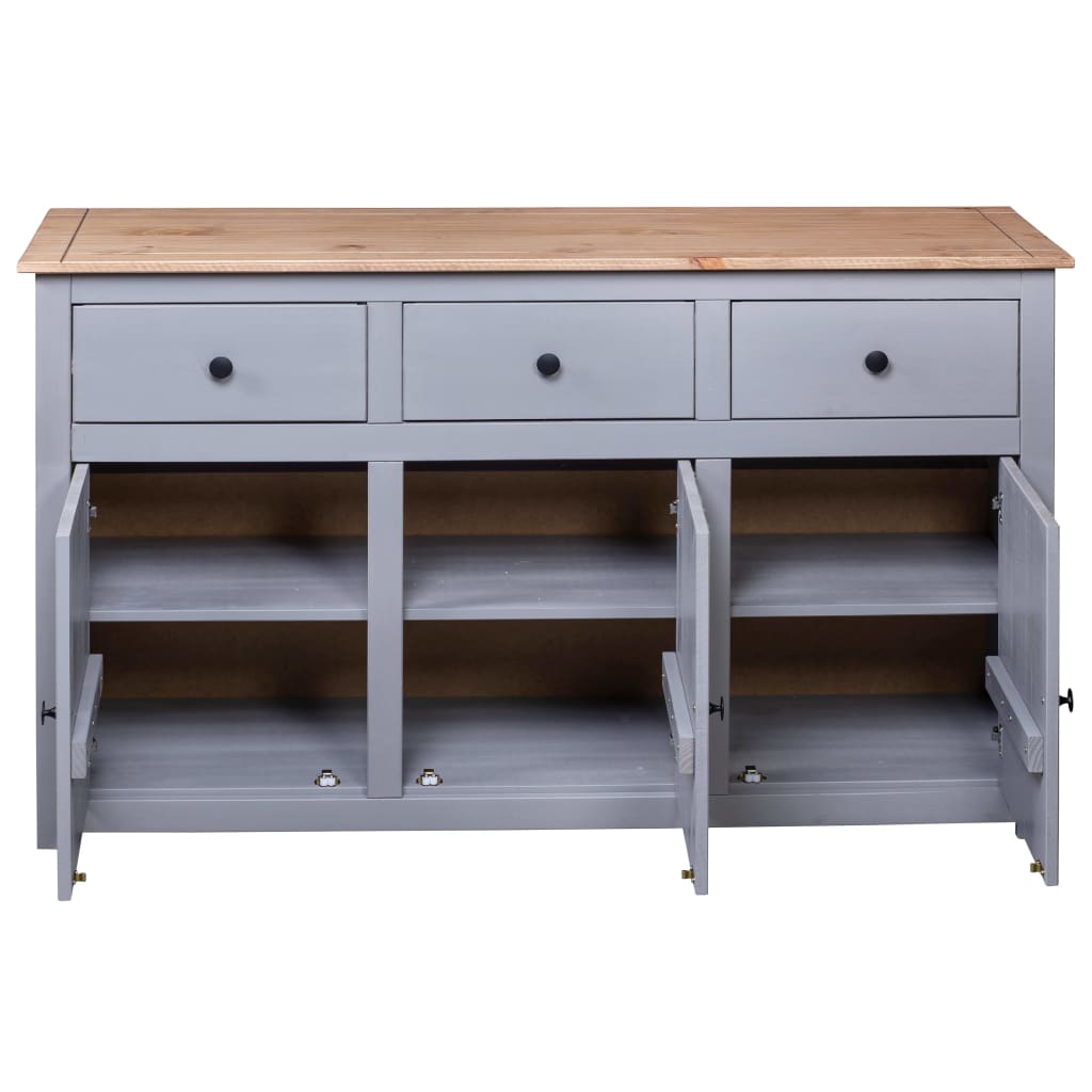 Skjenk grå 135x40x80 cm heltre furu Panama Range