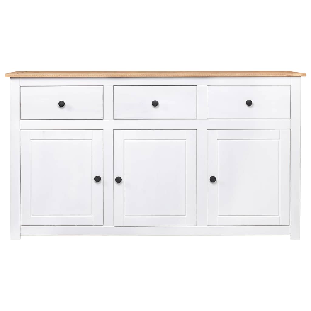 Skjenk hvit 135x40x80 cm heltre furu Panama Range