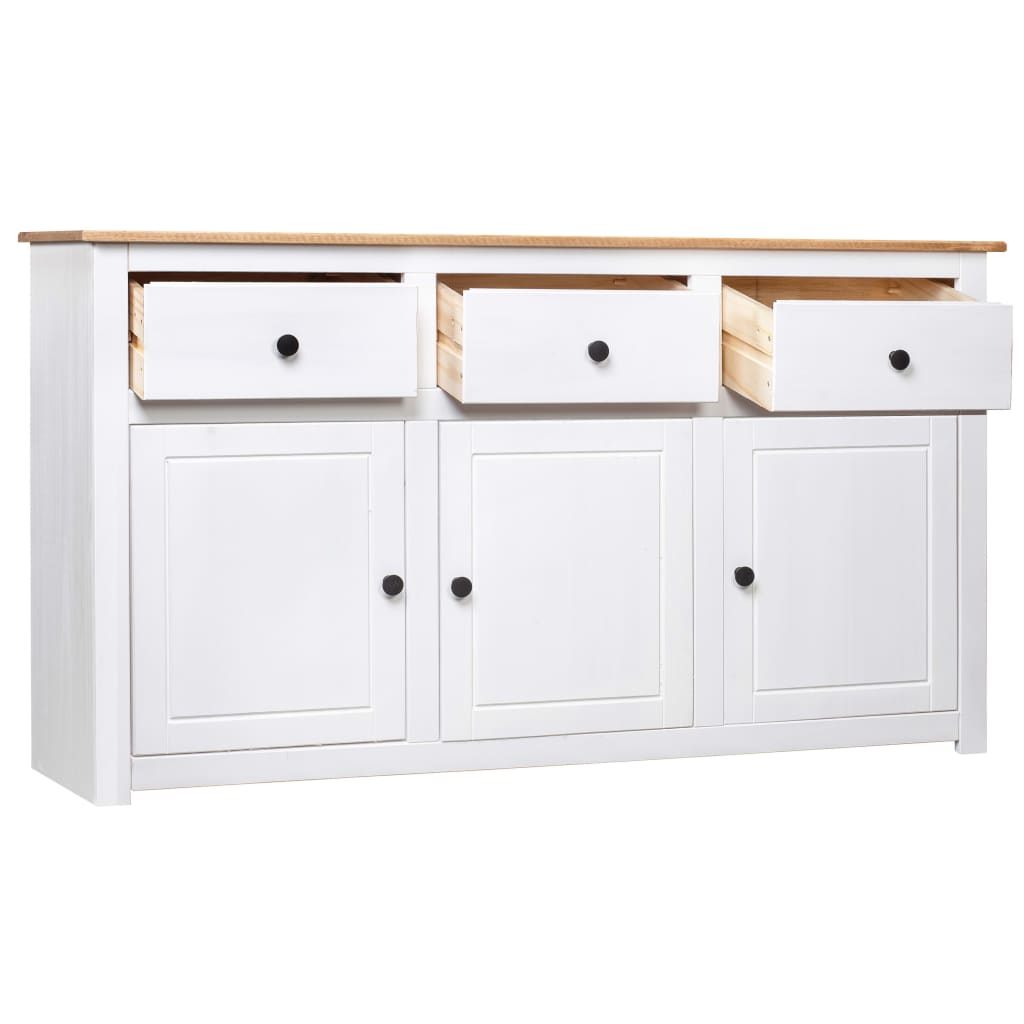 Skjenk hvit 135x40x80 cm heltre furu Panama Range