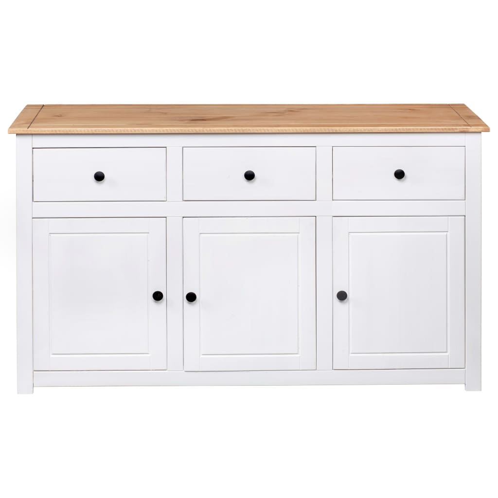 Skjenk hvit 135x40x80 cm heltre furu Panama Range