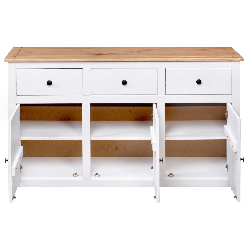 Skjenk hvit 135x40x80 cm heltre furu Panama Range