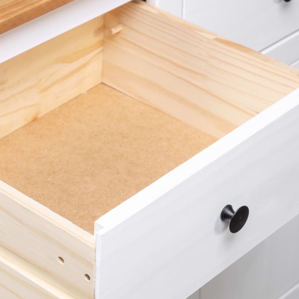 Skjenk hvit 135x40x80 cm heltre furu Panama Range
