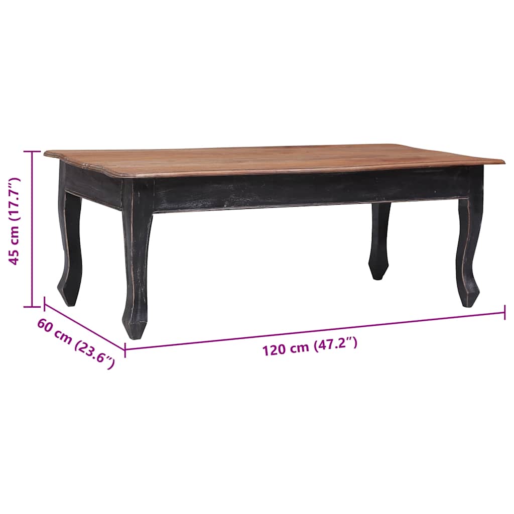 Salongbord svart 120x60x45 cm heltre mahogni