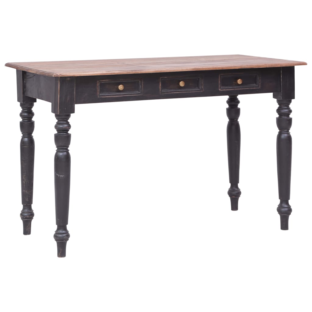 Skrivebord med 3 skuffer 117x57x75 cm heltre mahogni