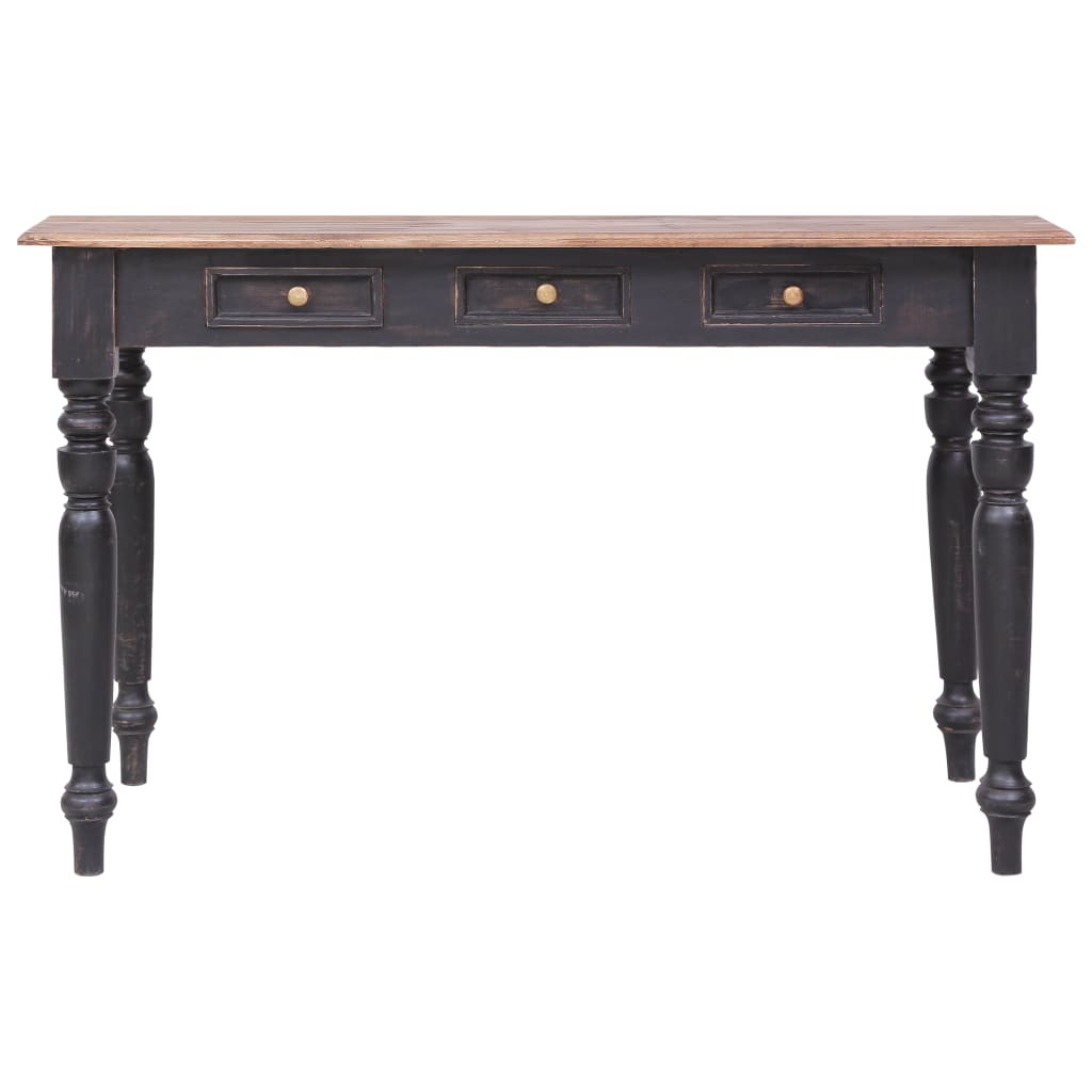 Skrivebord med 3 skuffer 117x57x75 cm heltre mahogni