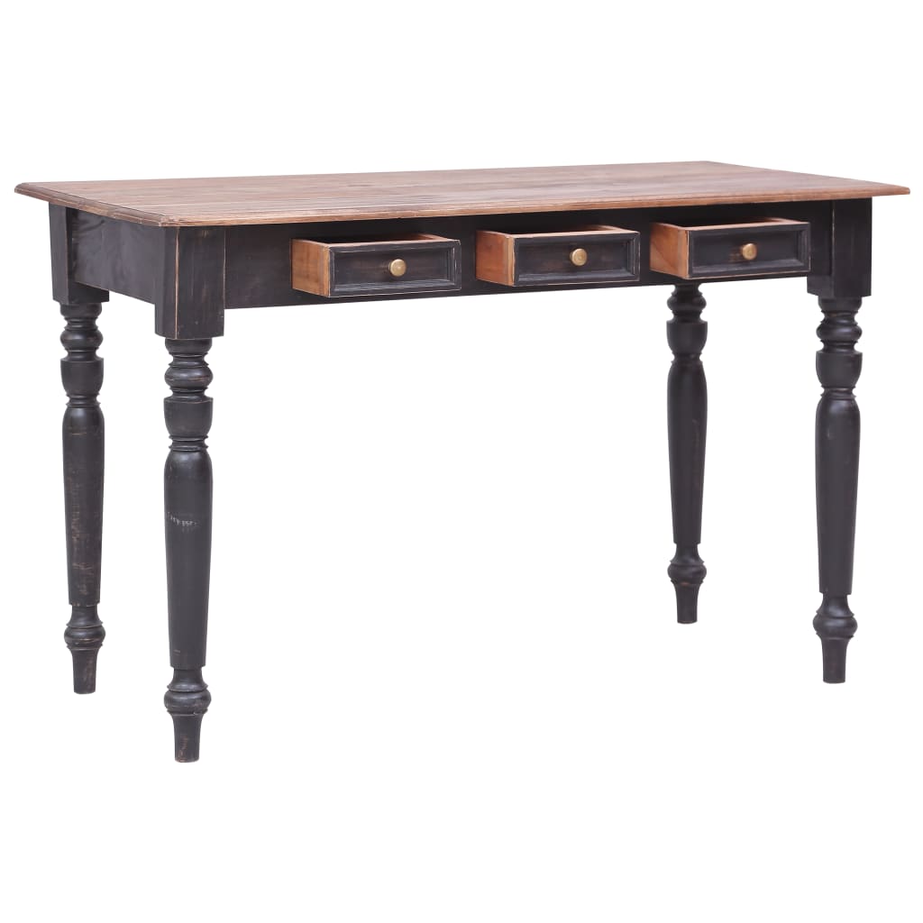 Skrivebord med 3 skuffer 117x57x75 cm heltre mahogni