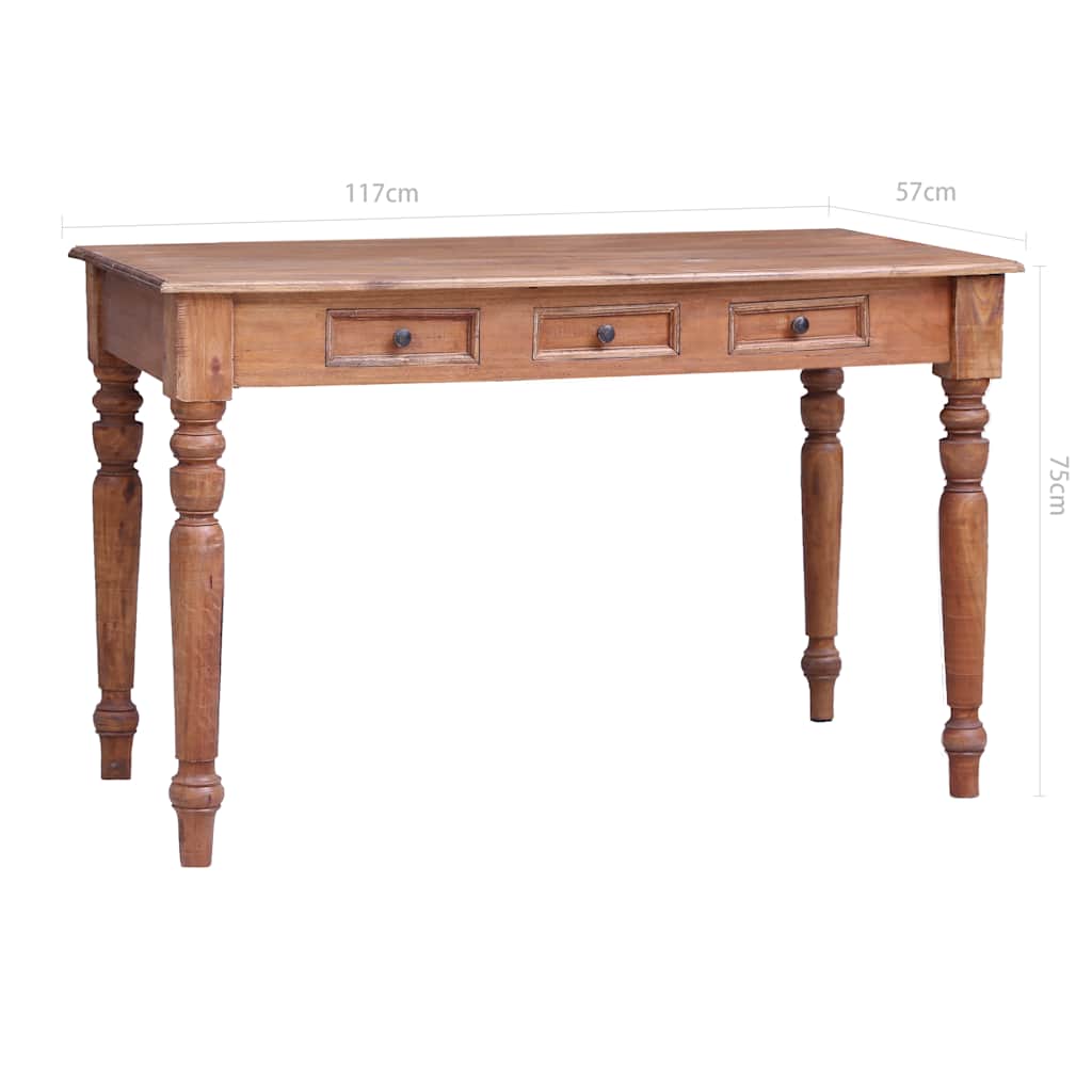 Skrivebord med skuffer 117x57x75 cm heltre mahogni