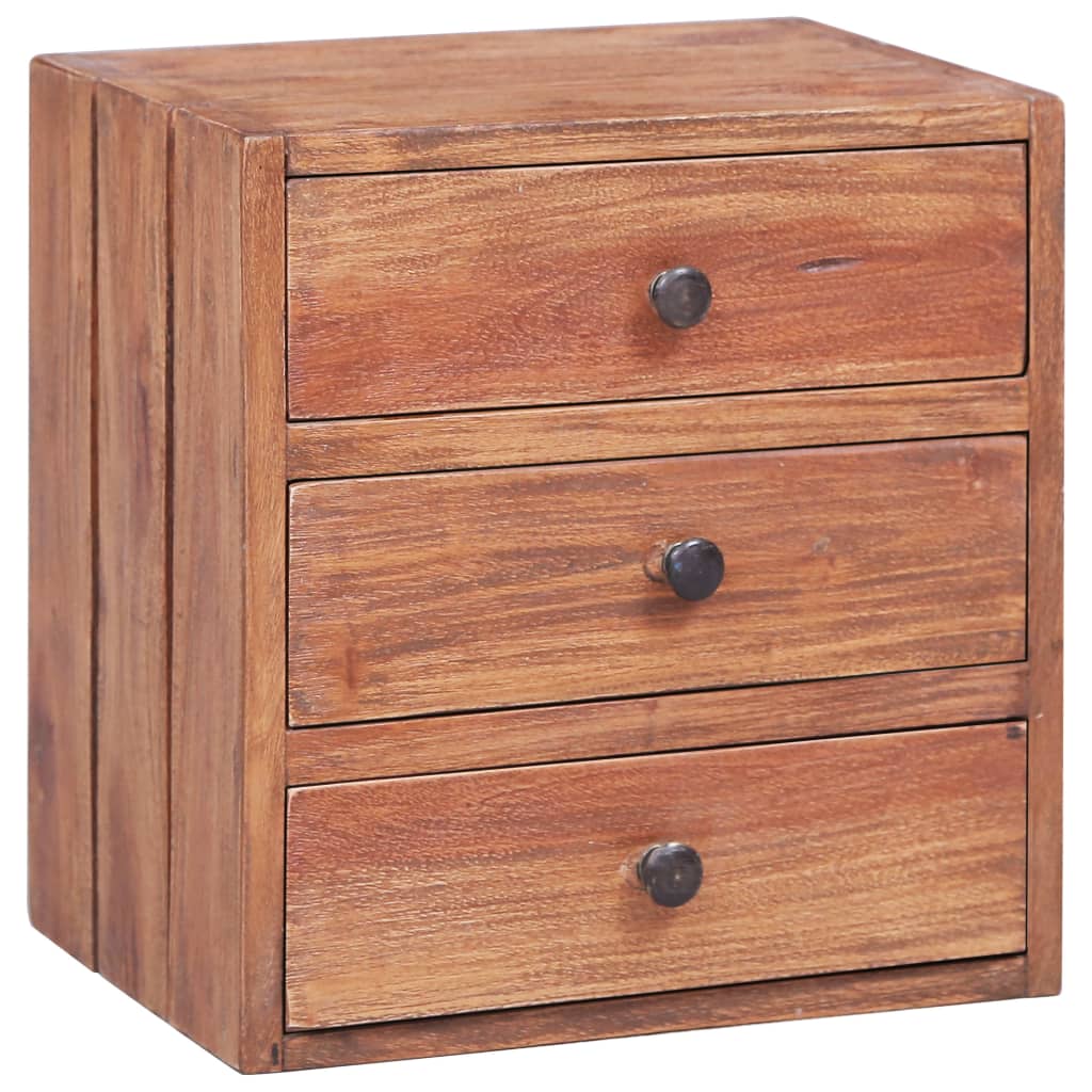 Nattbord med 3 skuffer 35x25x35 cm heltre mahogni