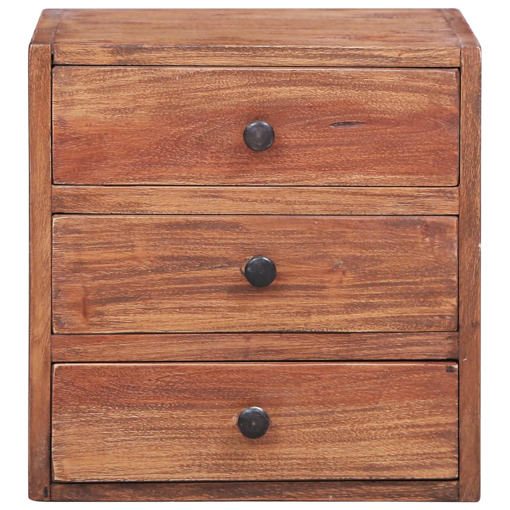 Nattbord med 3 skuffer 35x25x35 cm heltre mahogni