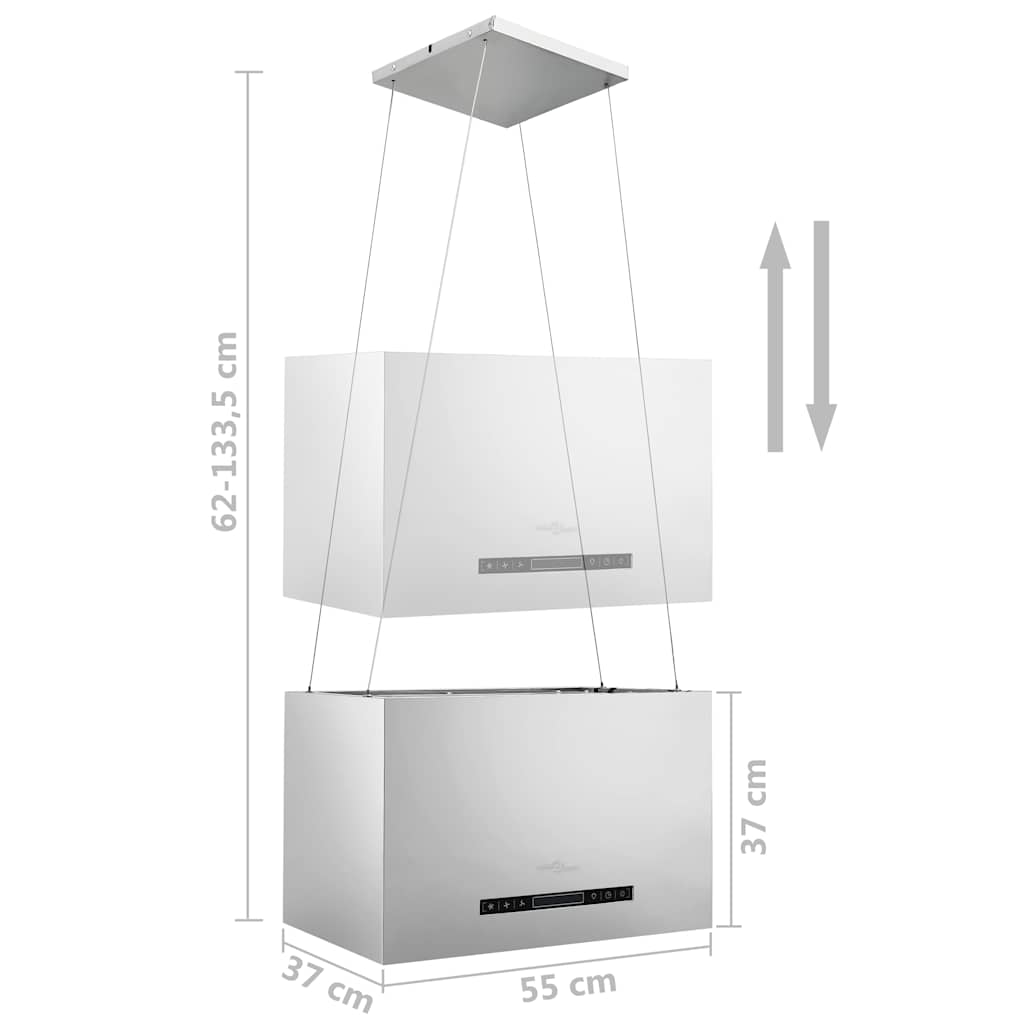 Fritthengende kjøkkenvifte sensor LCD 55 cm rustfritt stål