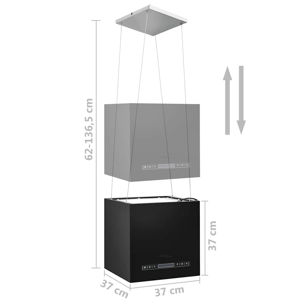 Fritthengende kjøkkenvifte sensor LCD 37 cm pulverlakkert stål