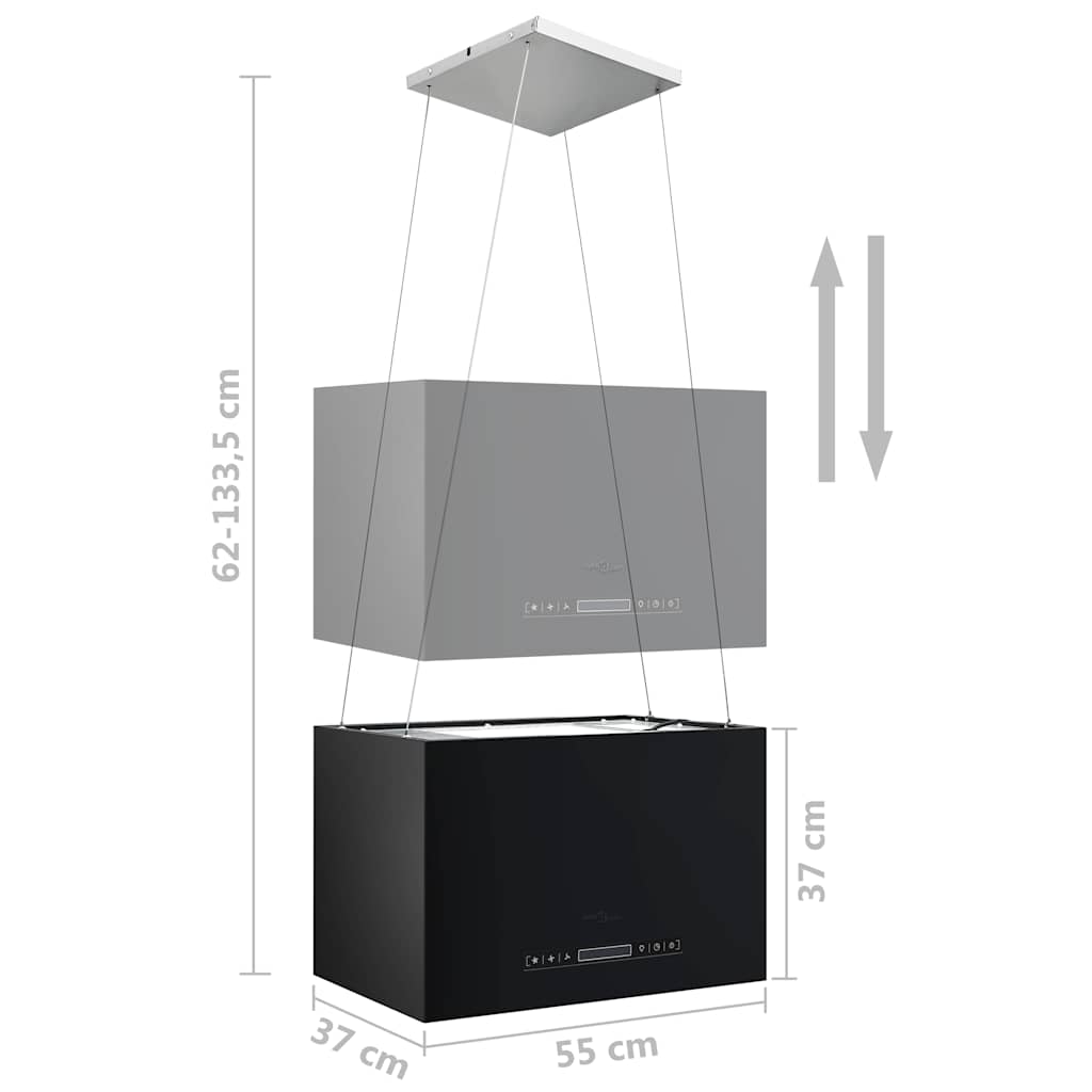 Fritthengende kjøkkenvifte sensor LCD 55 cm pulverlakkert stål