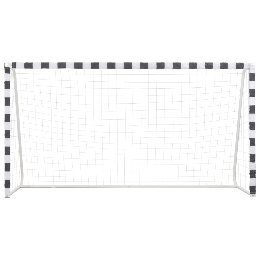 Fotballmål 300x160x90 cm metall svart og hvit