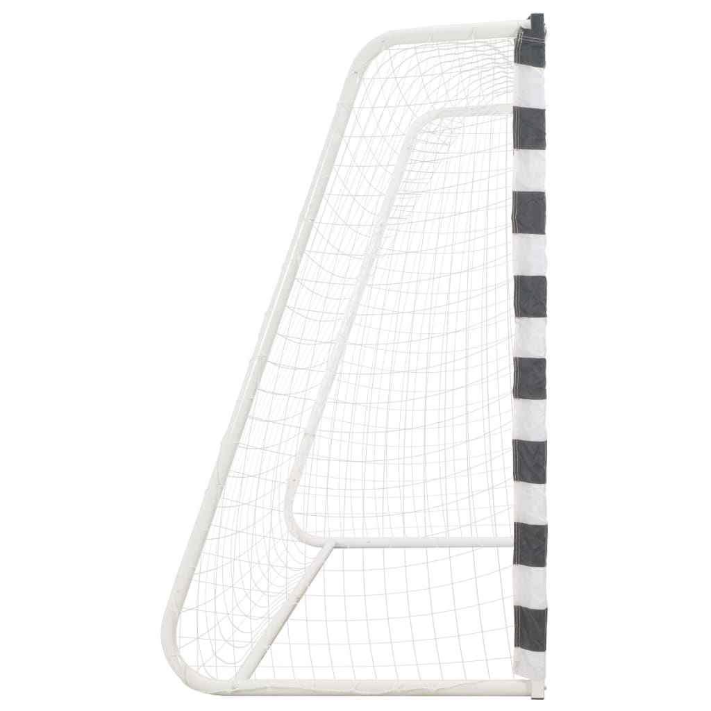 Fotballmål 300x160x90 cm metall svart og hvit