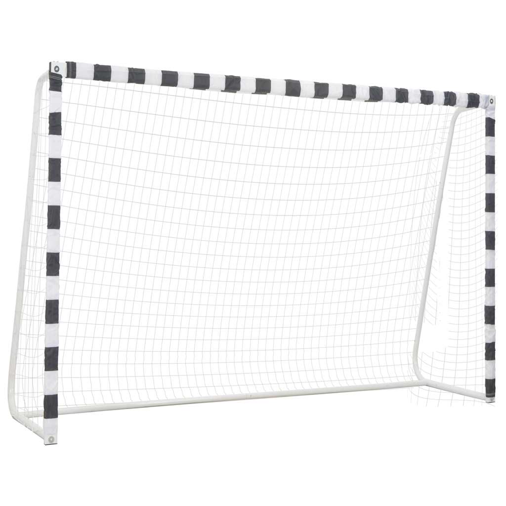 Fotballmål 300x200x90 cm metall svart og hvit